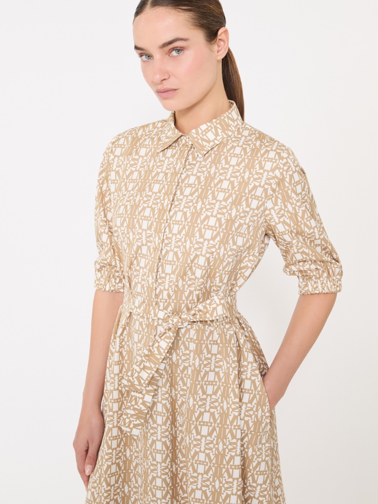 Printed poplin shirt dress - 白色 - Marina Rinaldi - 4