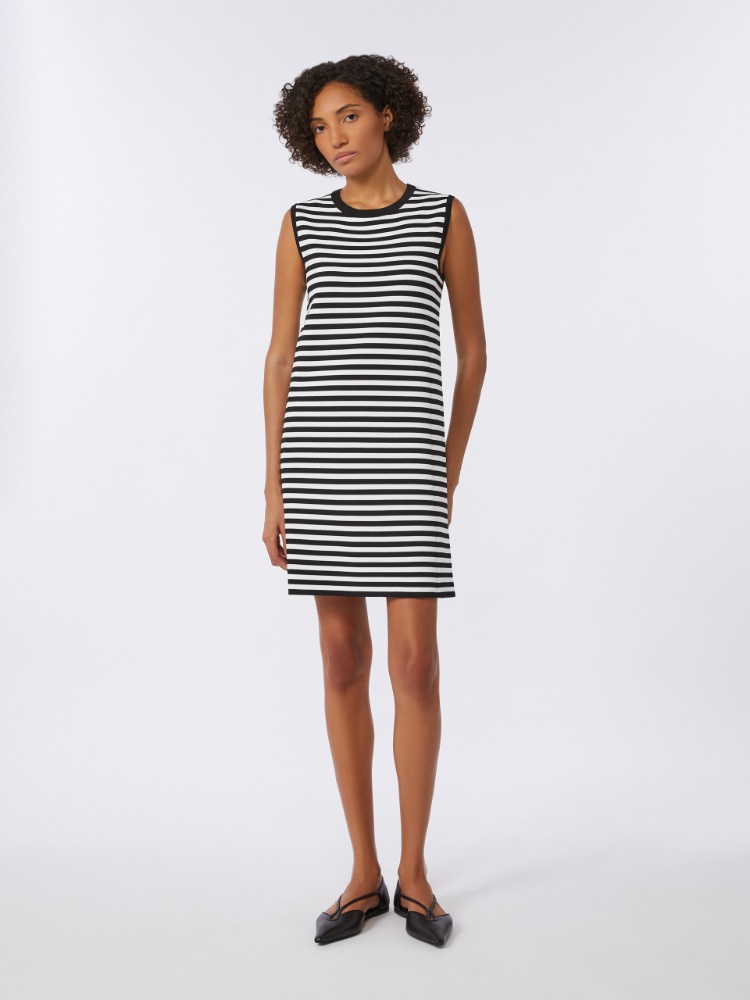 Sleeveless dress in viscose crêpe yarn - 黑色 - Marina Rinaldi - 2