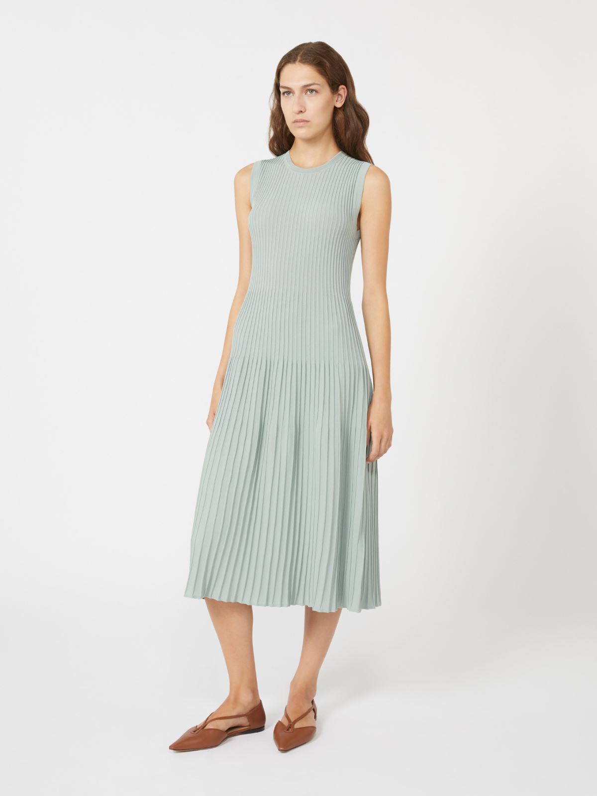 Viscose crêpe yarn dress - 绿色 - Marina Rinaldi - 2