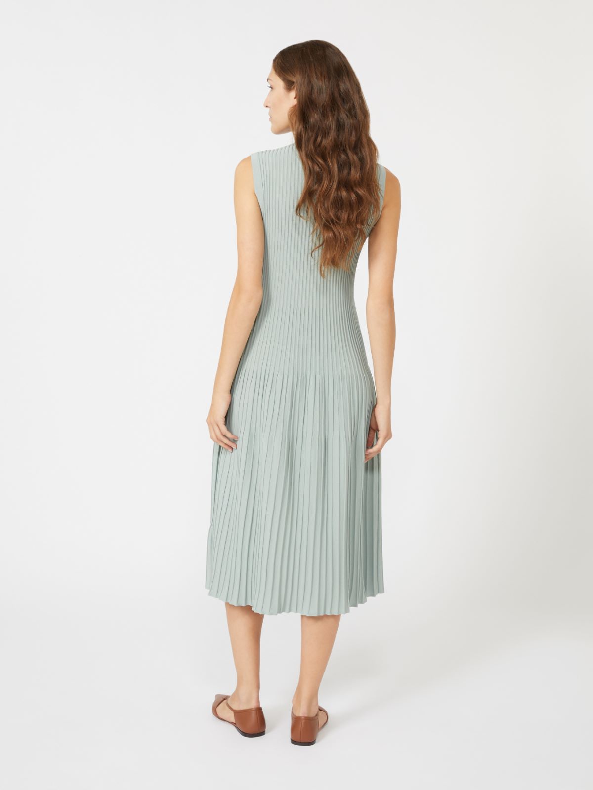 Viscose crêpe yarn dress - 绿色 - Marina Rinaldi - 3