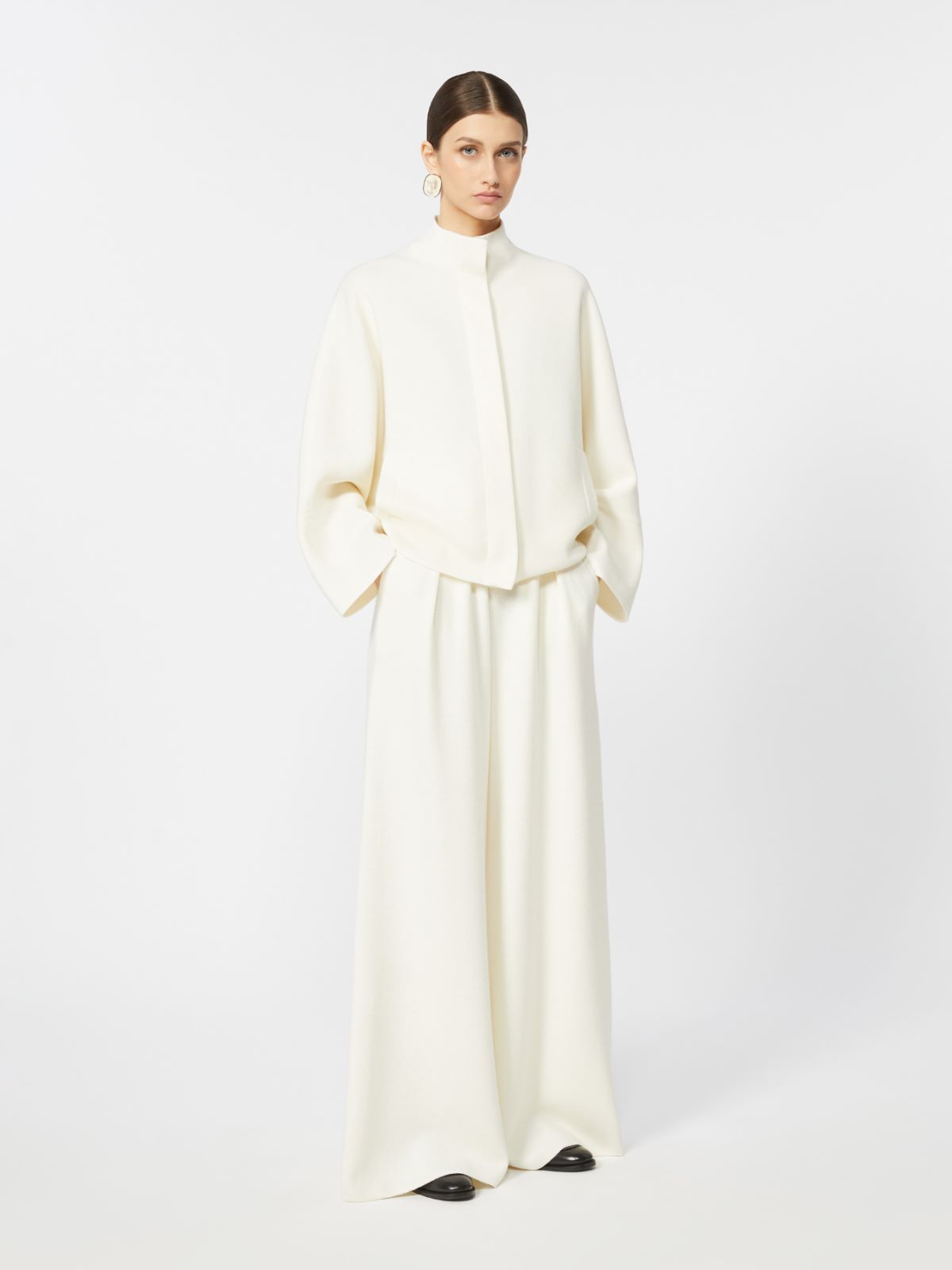 Wide-fit wool trousers - 真丝 - Marina Rinaldi