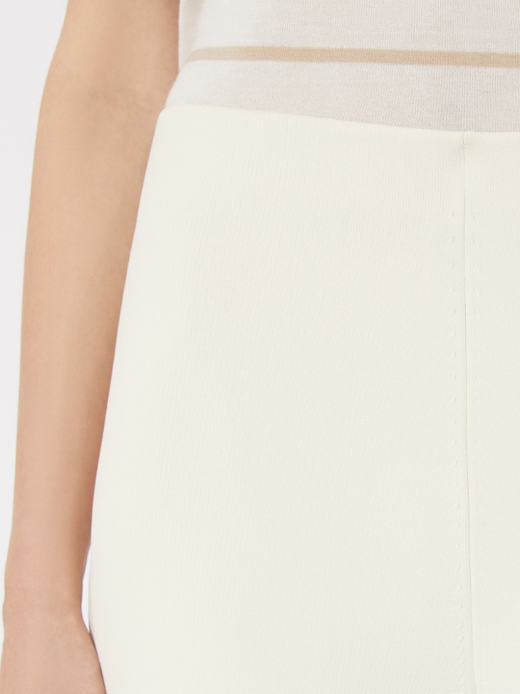 直筒针织长裤 - 白色 - Marina Rinaldi - 4