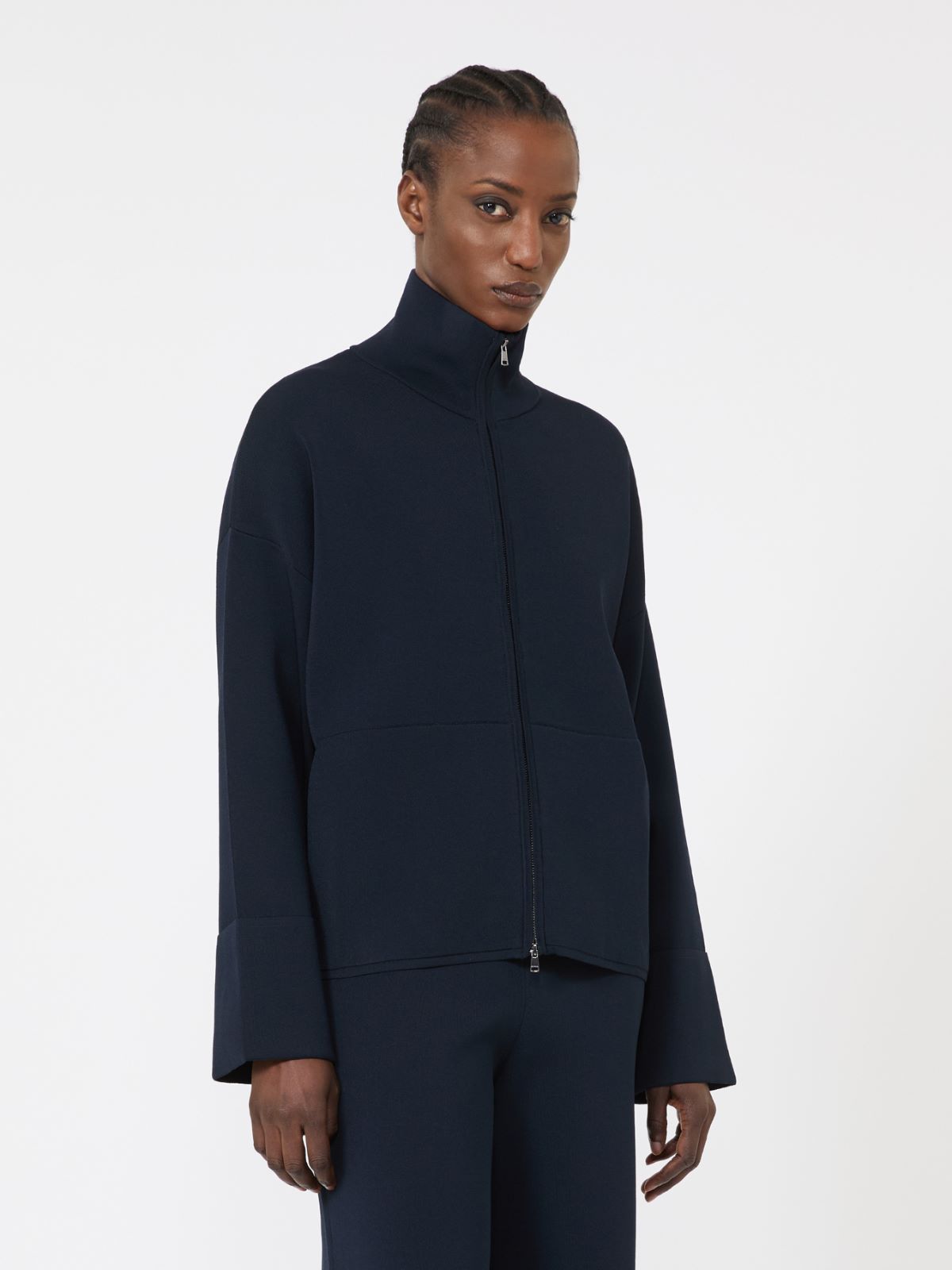 高领针织开衫 - 蓝色 - Marina Rinaldi - 2