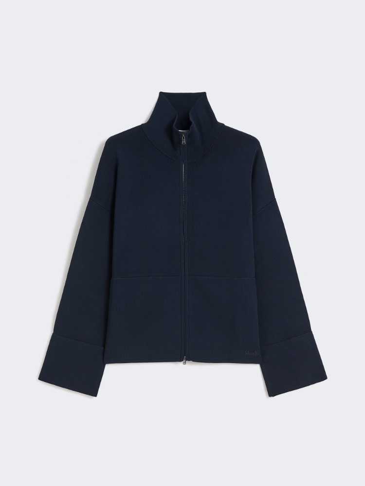 高领针织开衫 - 蓝色 - Marina Rinaldi