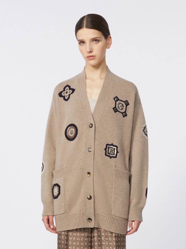 绵羊毛山羊绒混纺长款开衫 - 米色 - Marina Rinaldi - 2