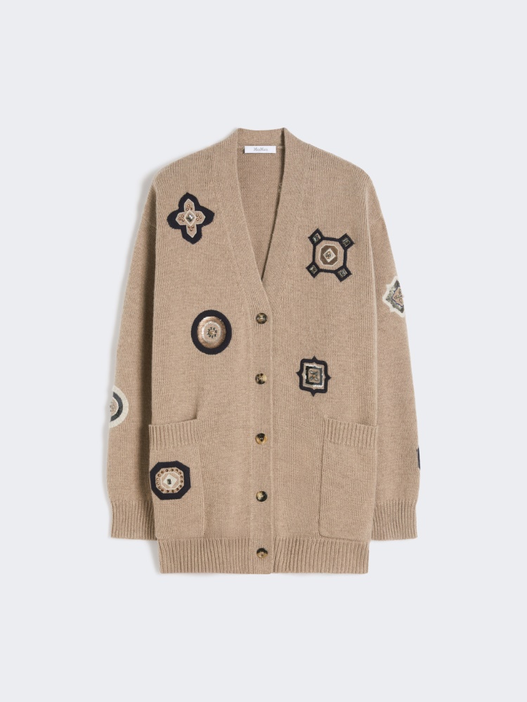 绵羊毛山羊绒混纺长款开衫 - 米色 - Marina Rinaldi - 7