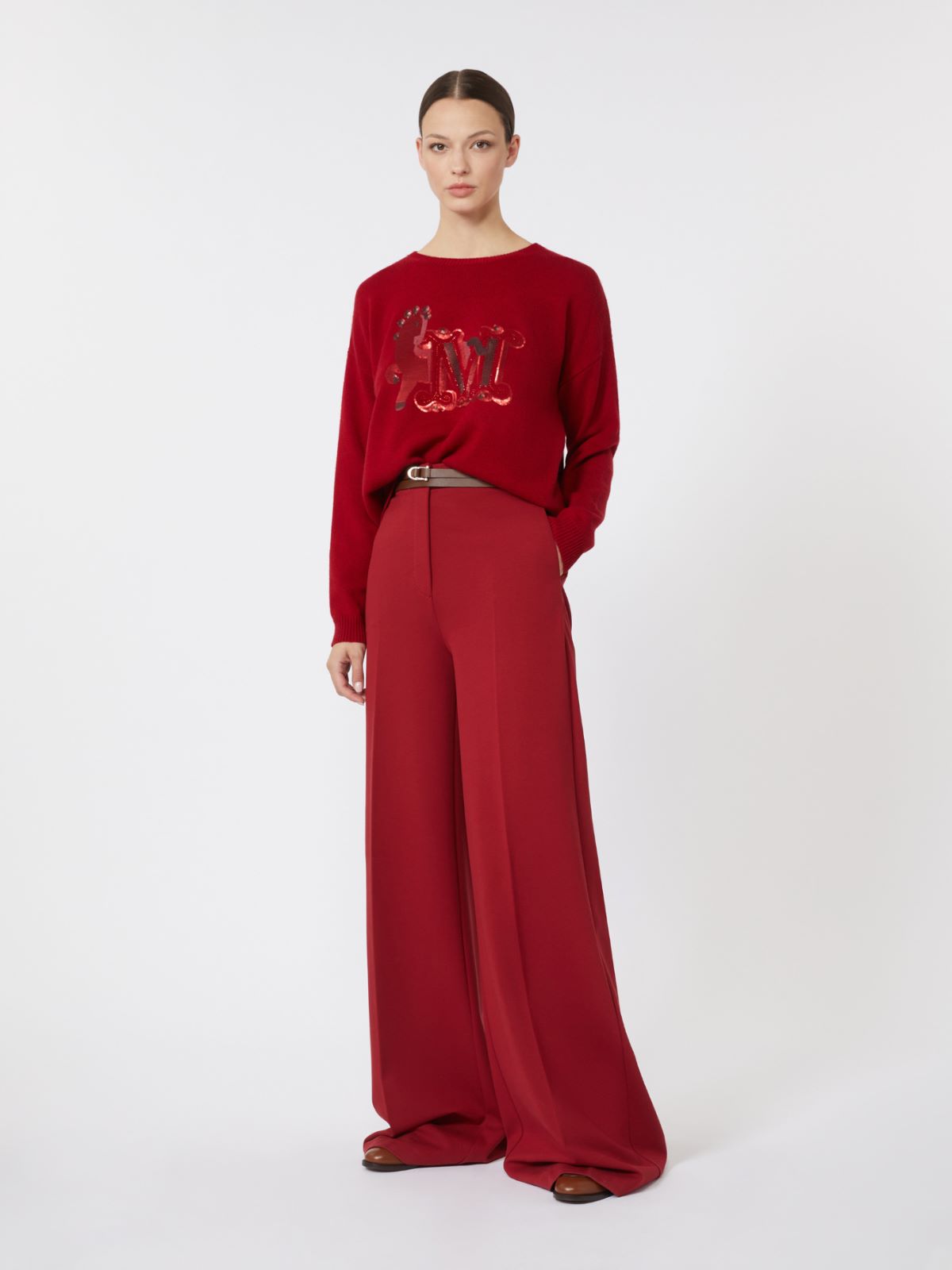 Oversized wool and cashmere sweater - 紅色 - Marina Rinaldi
