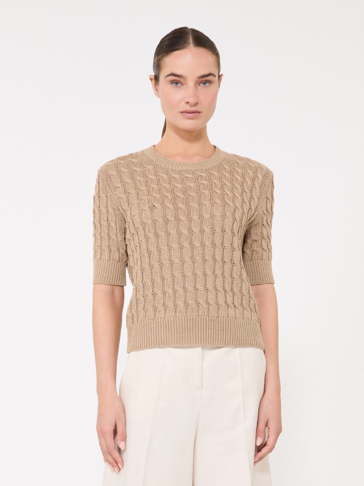 Cable-knit linen sweater - 米色 - Marina Rinaldi - 2