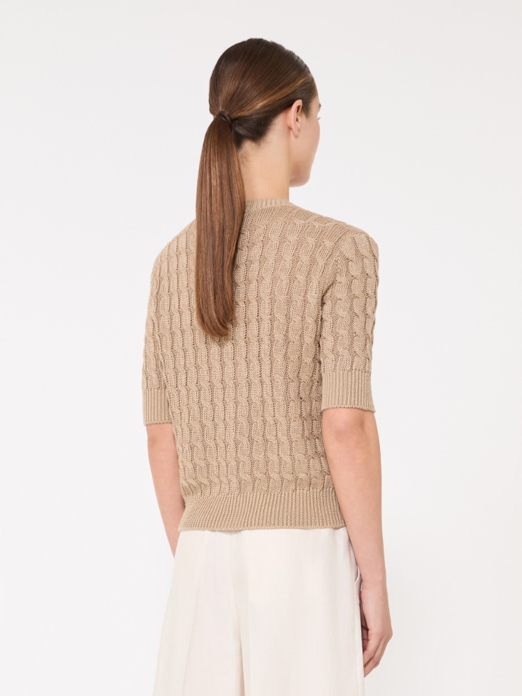 Cable-knit linen sweater - 米色 - Marina Rinaldi - 3