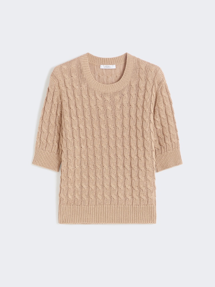 Cable-knit linen sweater - 米色 - Marina Rinaldi