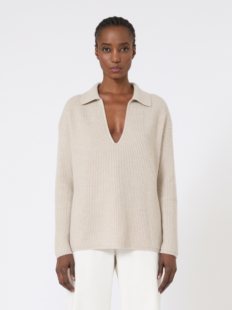 山羊绒polo针织衫 - 米色 - Marina Rinaldi - 2