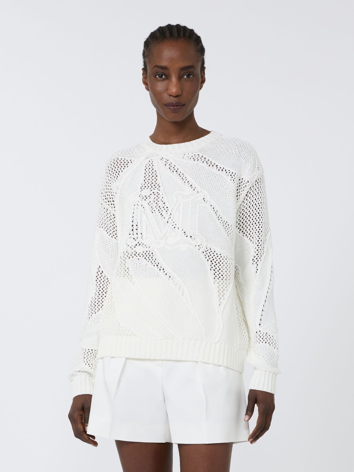 Embroidered cotton sweater - 白色 - Marina Rinaldi - 2