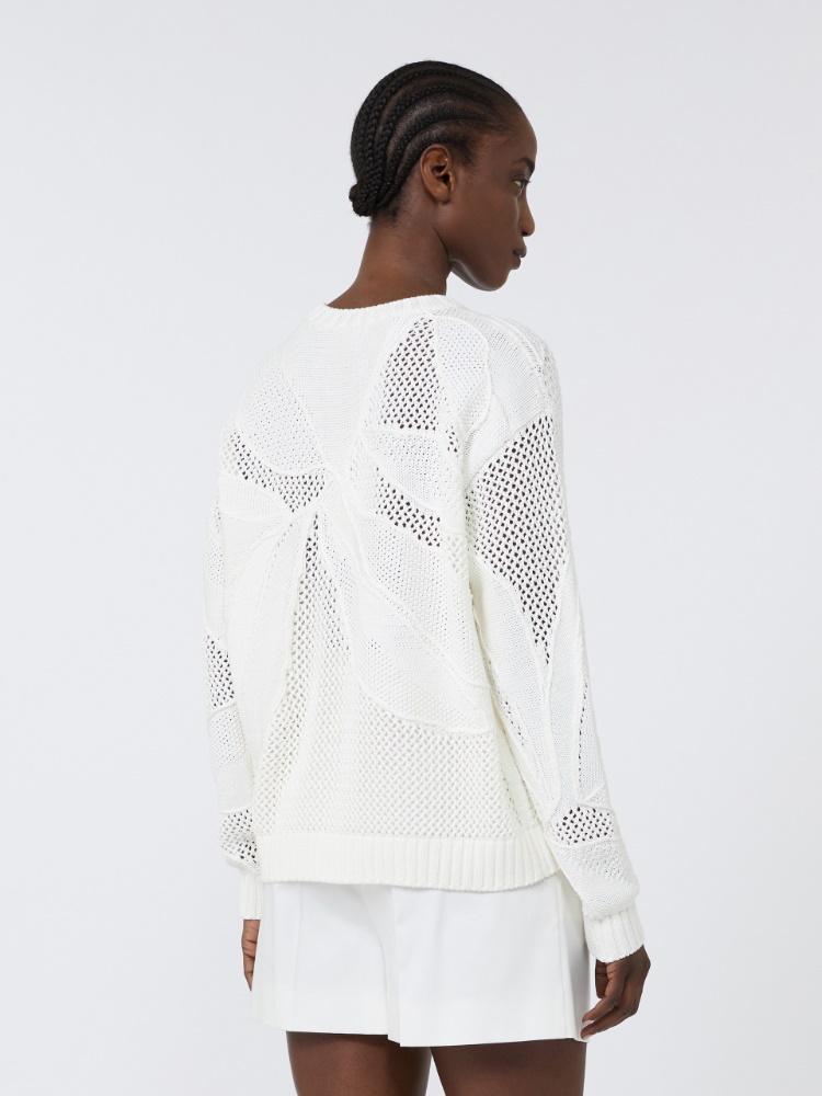 Embroidered cotton sweater - 白色 - Marina Rinaldi - 3