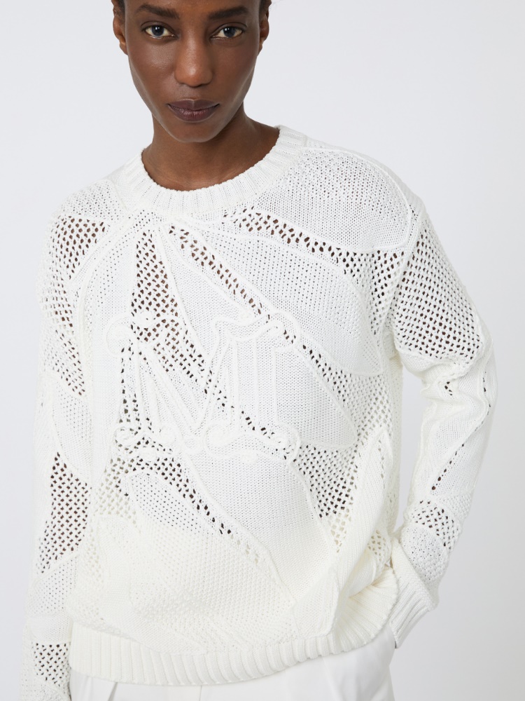 Embroidered cotton sweater - 白色 - Marina Rinaldi - 4