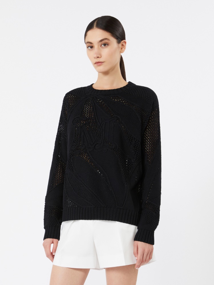 Embroidered cotton sweater - 黑色 - Marina Rinaldi - 2