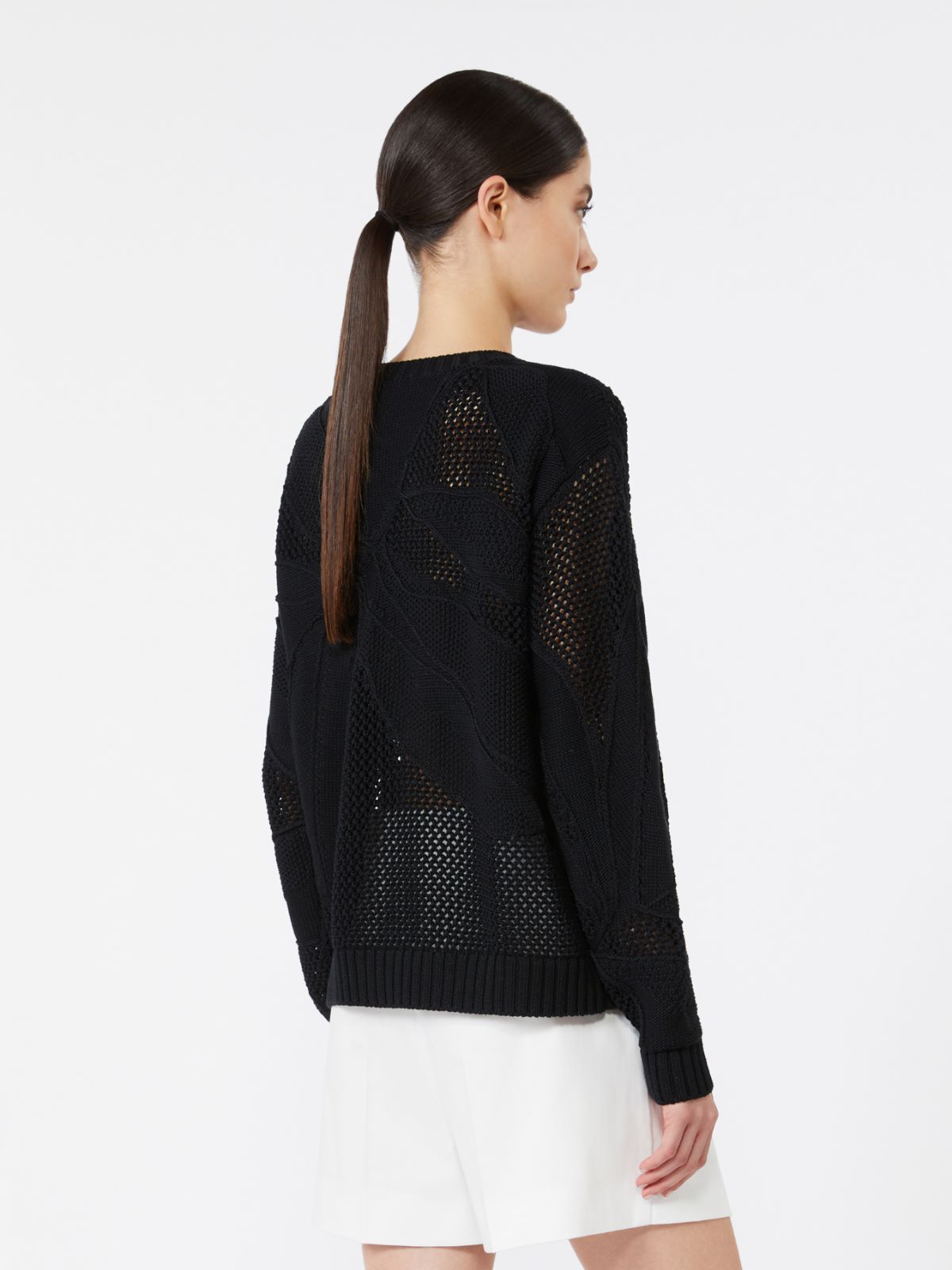 Embroidered cotton sweater - 黑色 - Marina Rinaldi - 3