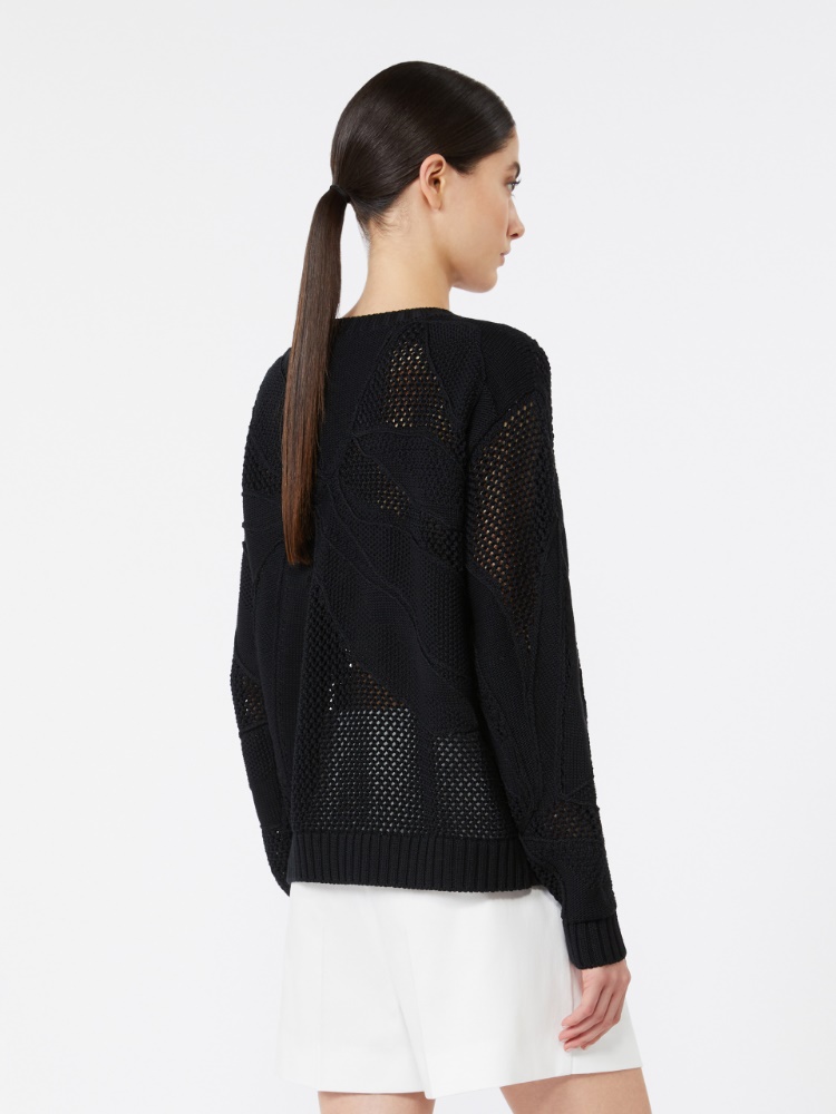 Embroidered cotton sweater - 黑色 - Marina Rinaldi - 3