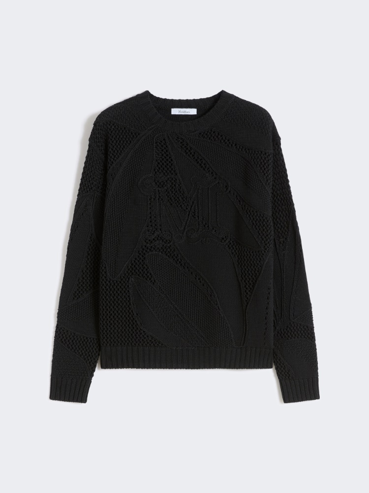 Embroidered cotton sweater - 黑色 - Marina Rinaldi