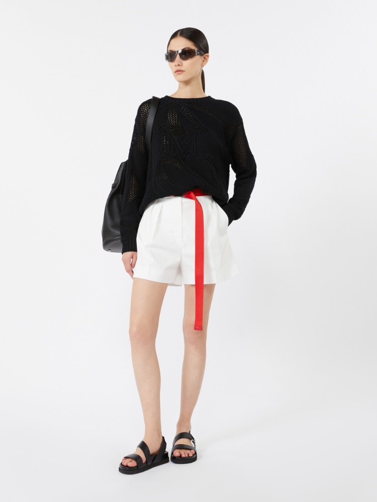 Embroidered cotton sweater - 黑色 - Marina Rinaldi