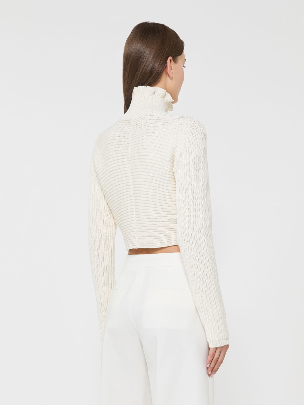Cotton cordonnet cropped jumper - 白色 - Marina Rinaldi - 3
