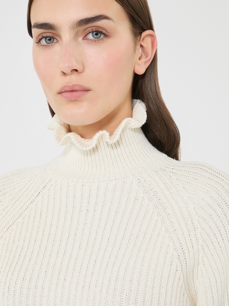 Cotton cordonnet cropped jumper - 白色 - Marina Rinaldi - 4
