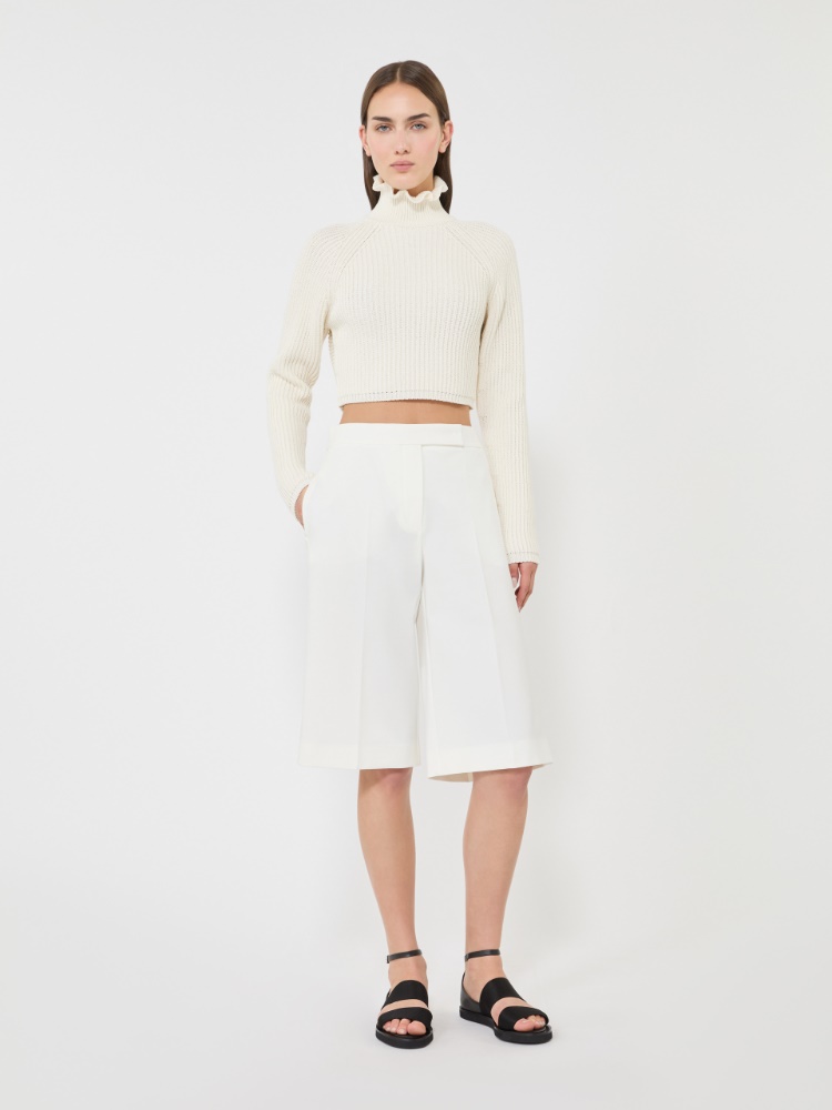 Cotton cordonnet cropped jumper - 白色 - Marina Rinaldi
