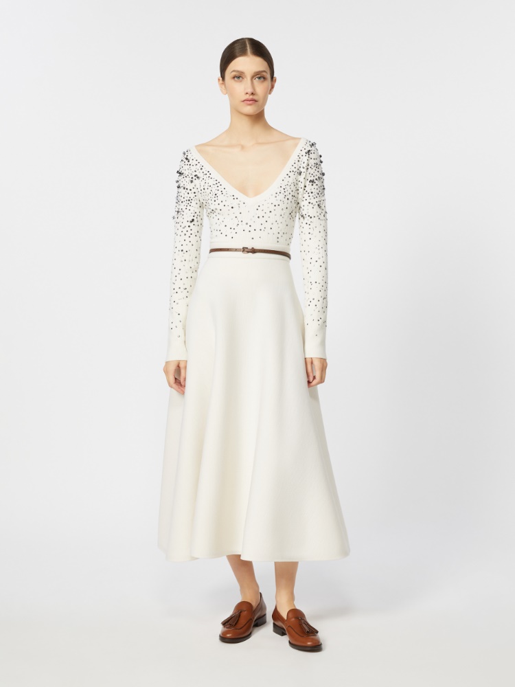 羊毛混纺长款半身裙 - 白色 - Marina Rinaldi - 2