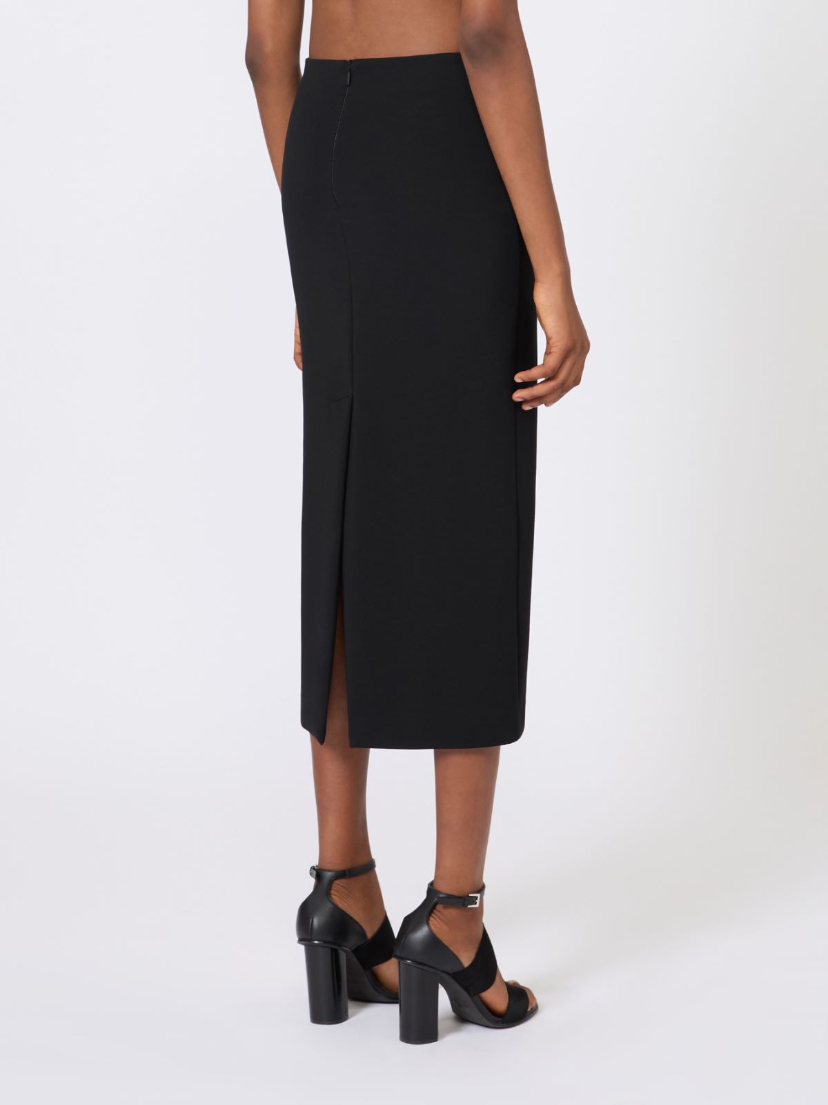 Compact crêpe jersey midi skirt - 黑色 - Marina Rinaldi - 3