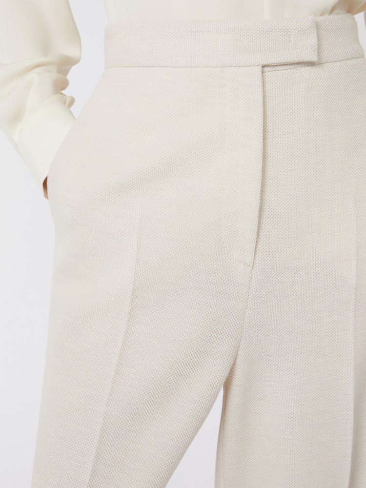 绵羊毛针织高腰阔腿裤 - 白色 - Marina Rinaldi - 4