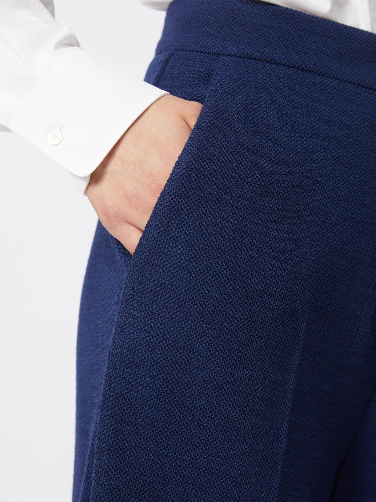 绵羊毛针织高腰阔腿裤 - 蓝色 - Marina Rinaldi - 4