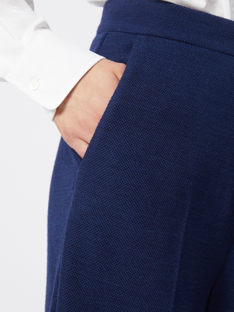 绵羊毛针织高腰阔腿裤 - 蓝色 - Marina Rinaldi - 4