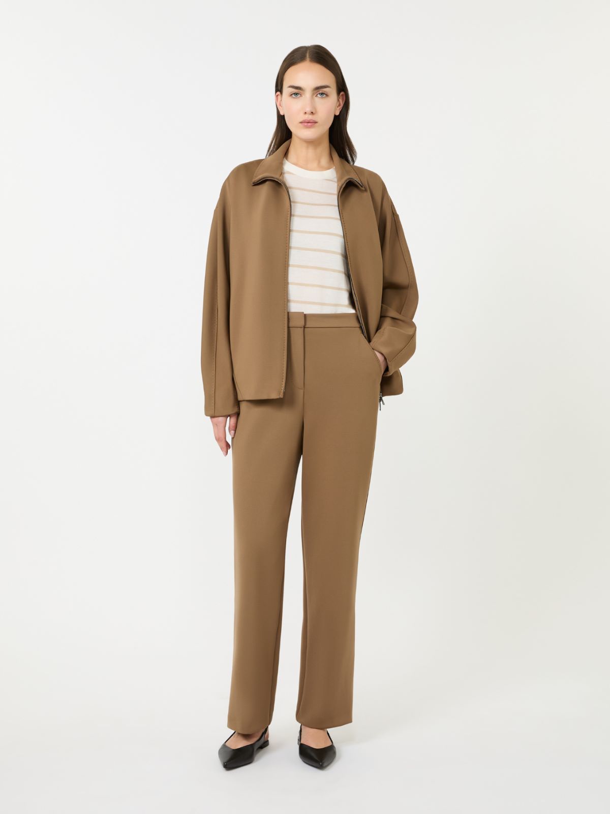 Neoprene trousers - 褐色 - Marina Rinaldi