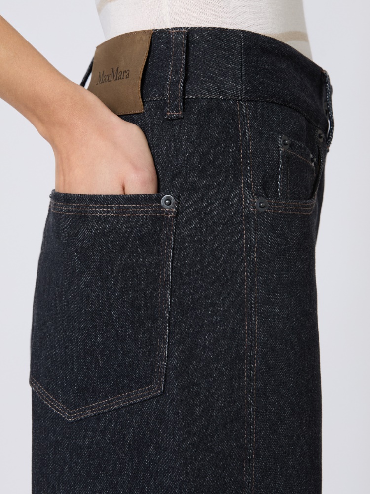 棉质混纺针织长裤 - 蓝色 - Marina Rinaldi - 4