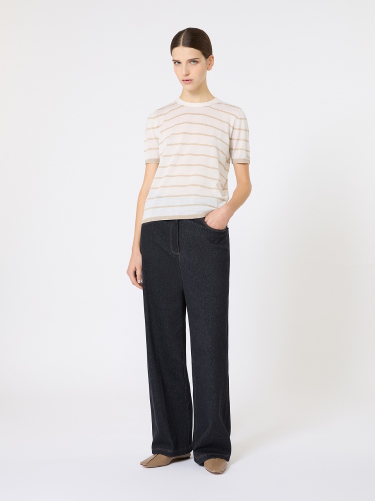 Denim-effect jersey trousers - 蓝色 - Marina Rinaldi - 2