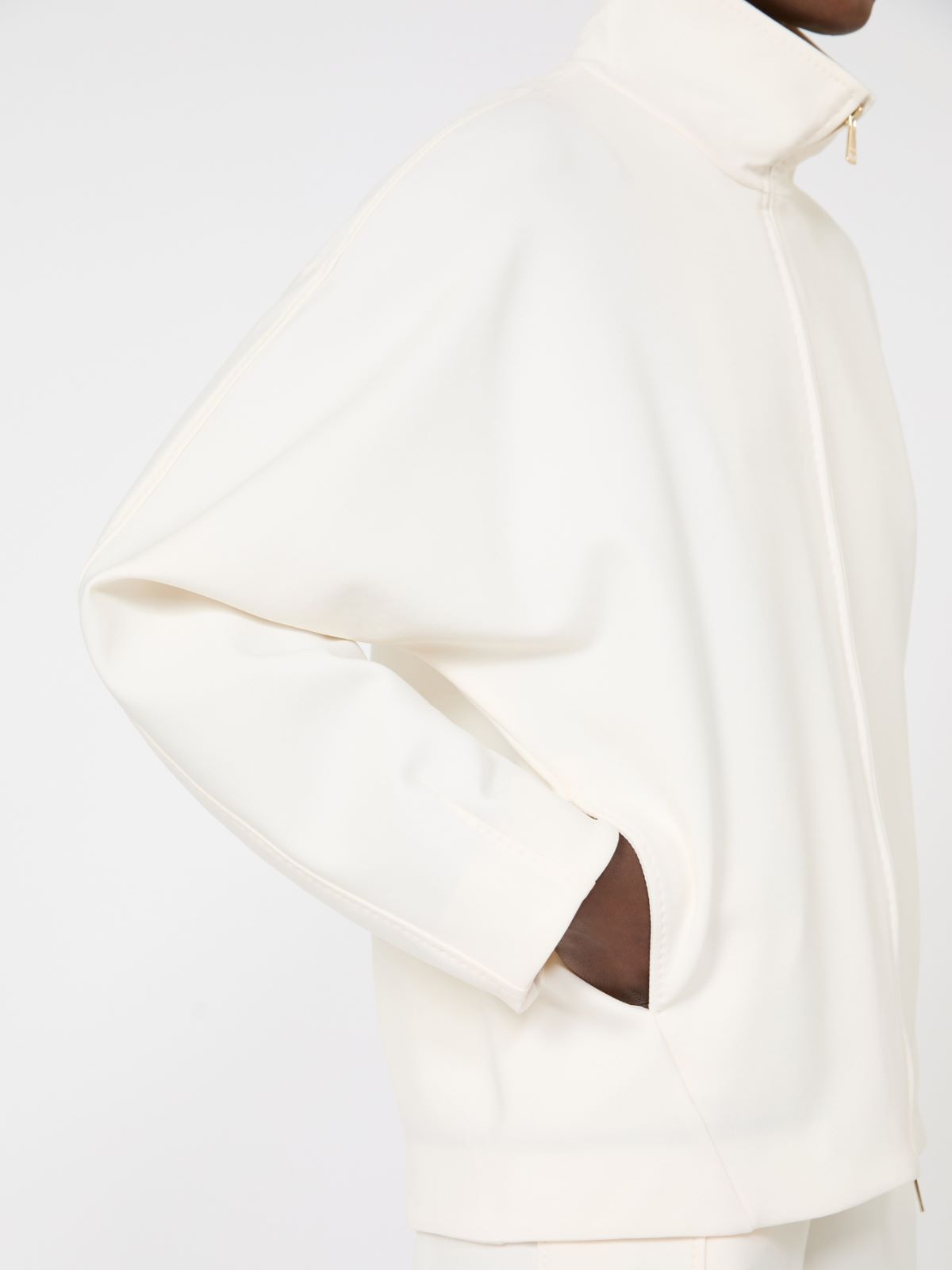 针织高领夹克 - 白色 - Marina Rinaldi - 5