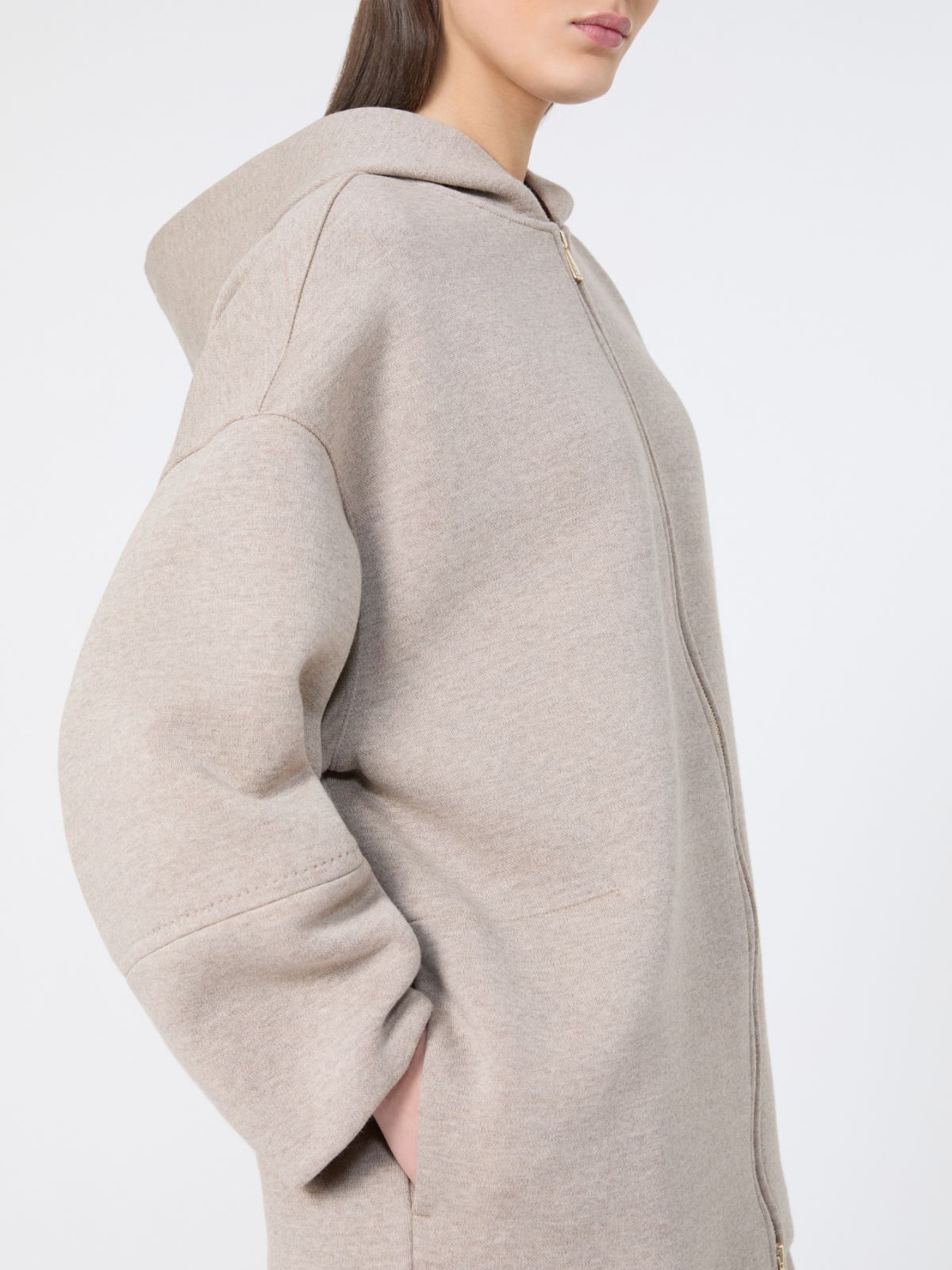 Oversized wool jersey sweatshirt - 米色 - Marina Rinaldi - 4