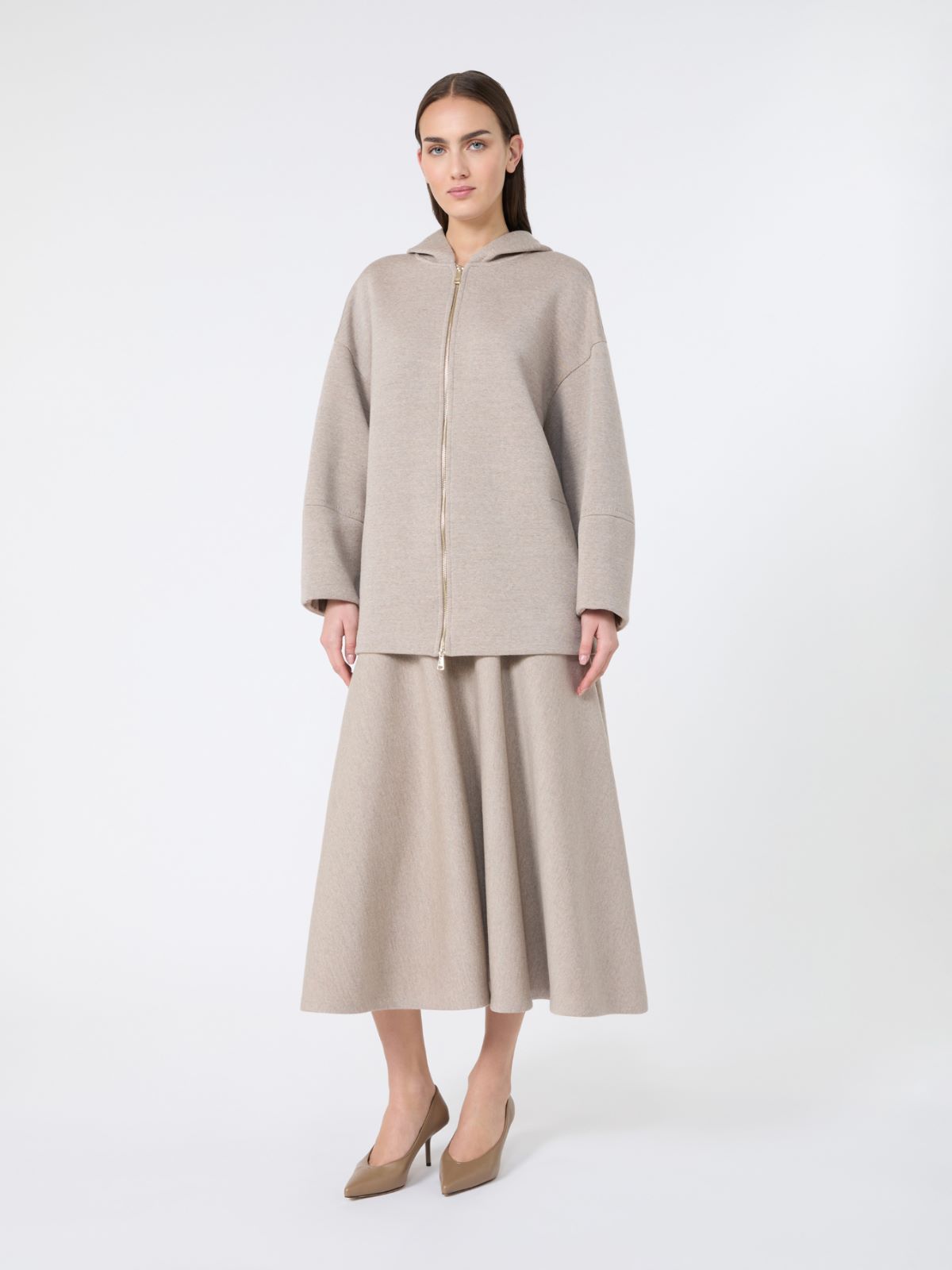 Oversized wool jersey sweatshirt - 米色 - Marina Rinaldi