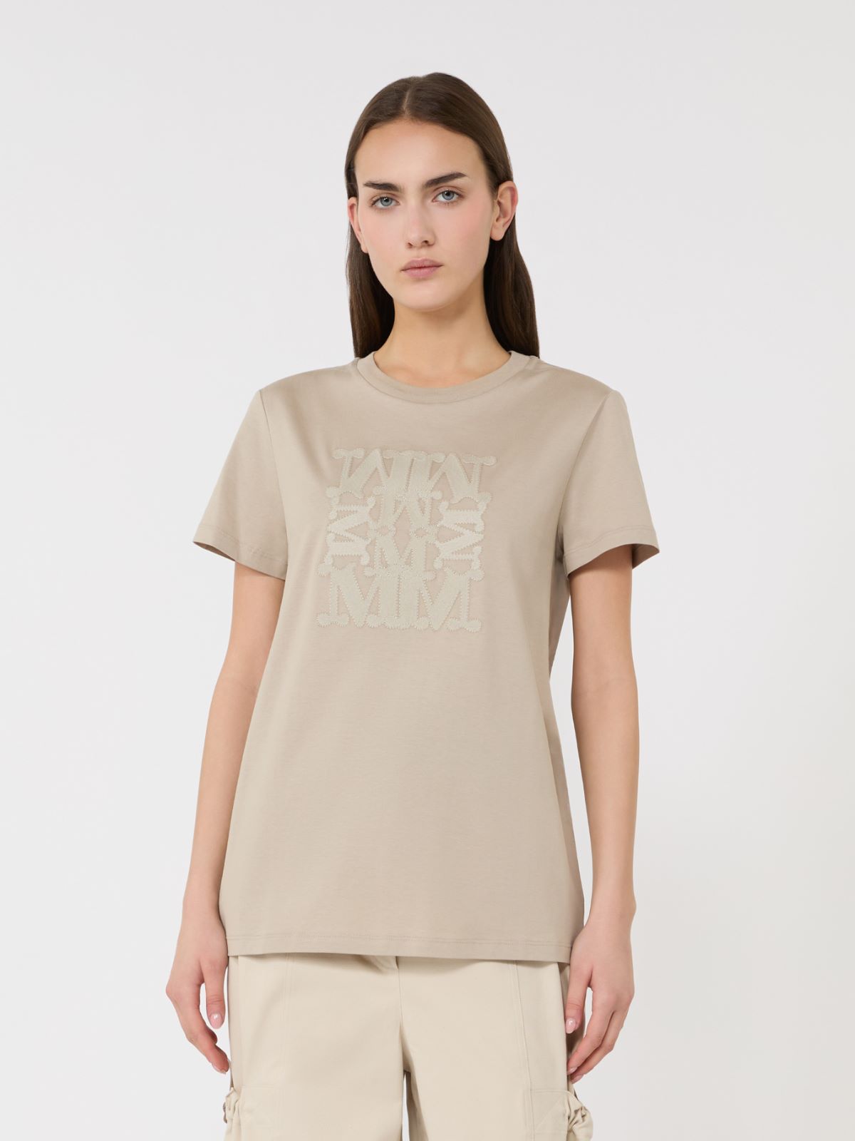 Jersey logo T-shirt - 米色 - Marina Rinaldi - 2