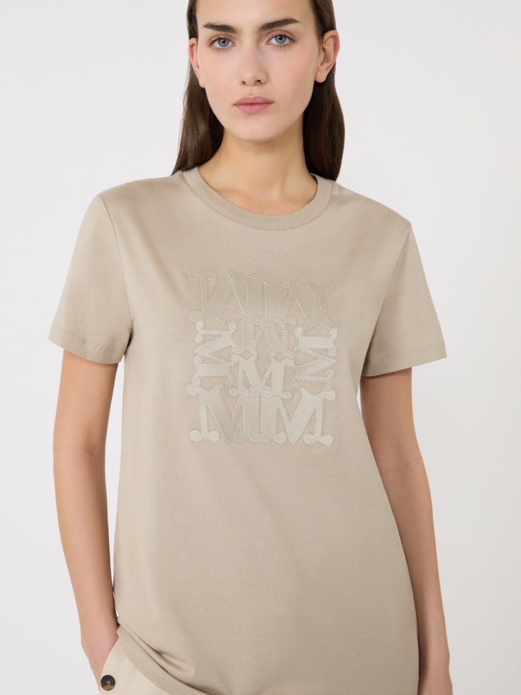 Jersey logo T-shirt - 米色 - Marina Rinaldi - 4