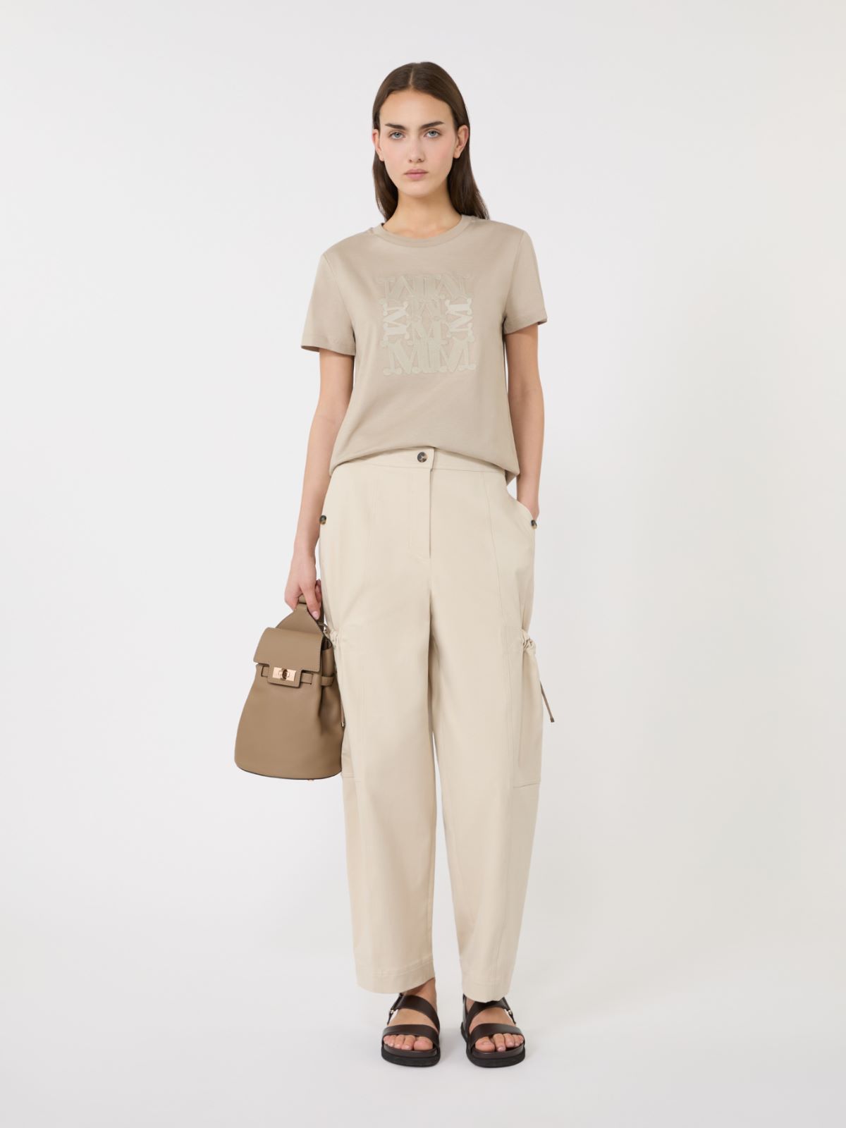 Jersey logo T-shirt - 米色 - Marina Rinaldi