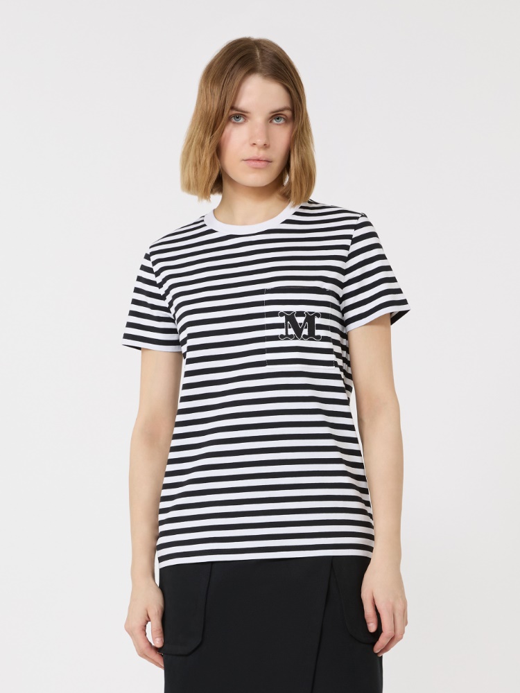 Striped jersey T-shirt - 黑色 - Marina Rinaldi - 2