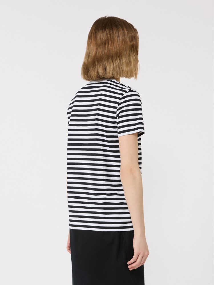 Striped jersey T-shirt - 黑色 - Marina Rinaldi - 3