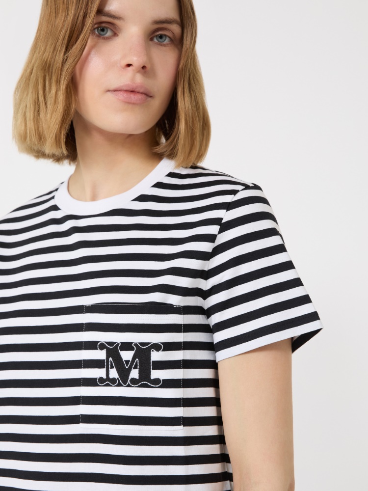 Striped jersey T-shirt - 黑色 - Marina Rinaldi - 4