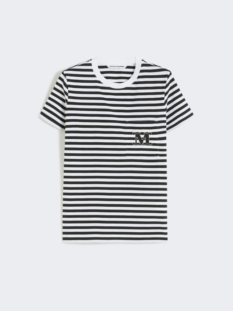 Striped jersey T-shirt - 黑色 - Marina Rinaldi - 6