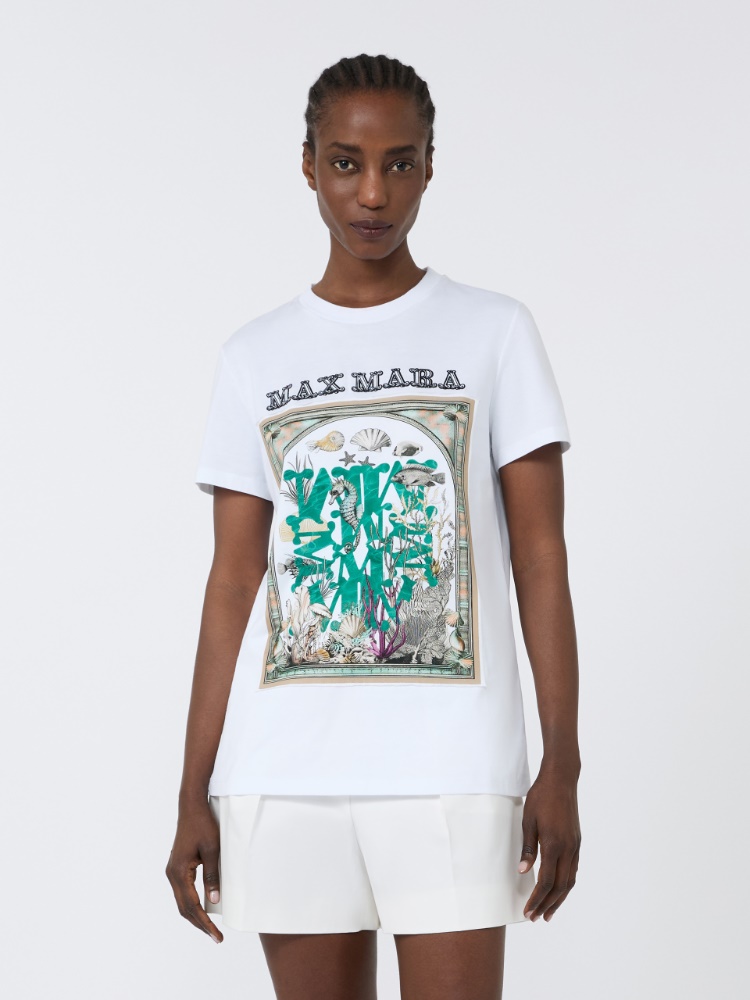 棉质直筒短袖T恤 - 白色 - Marina Rinaldi - 2