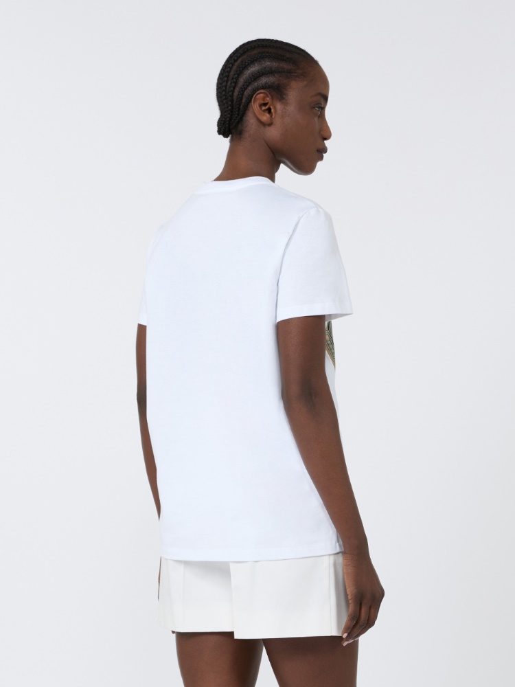 棉质直筒短袖T恤 - 白色 - Marina Rinaldi - 3