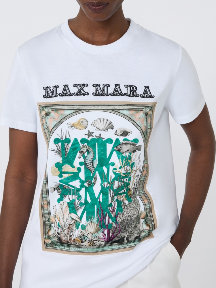 棉质直筒短袖T恤 - 白色 - Marina Rinaldi - 4