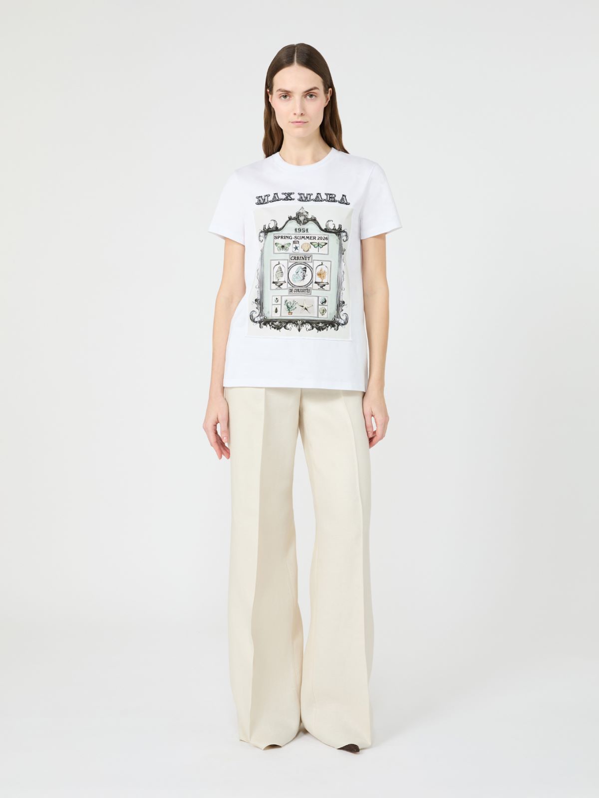 棉质直筒短袖T恤 - 白色 - Marina Rinaldi