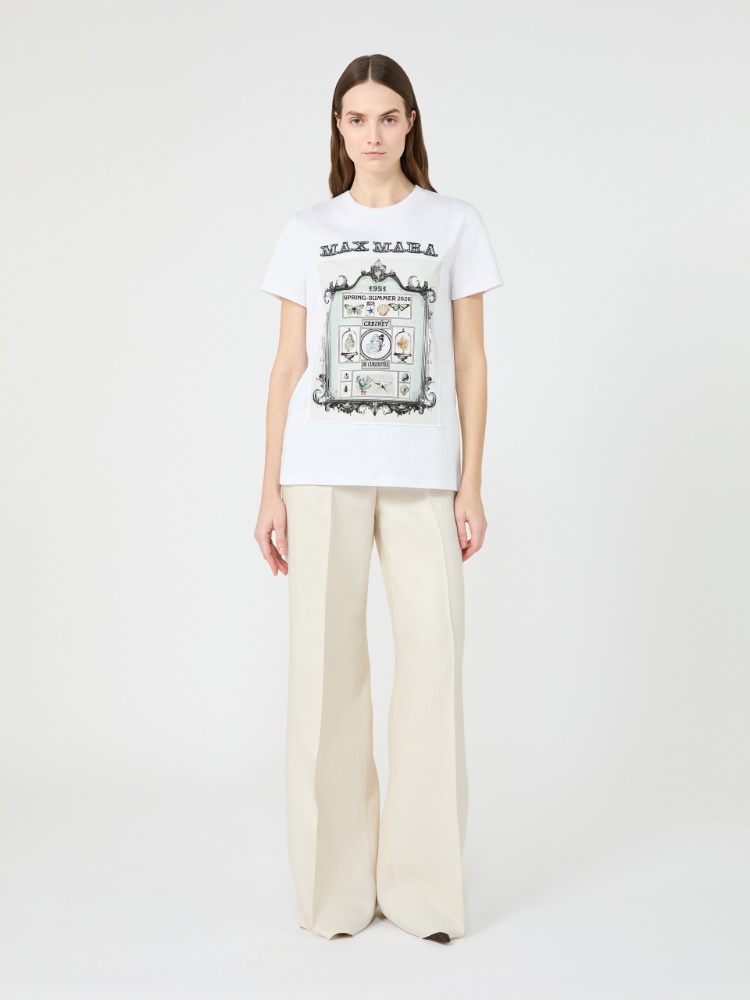 棉质直筒短袖T恤 - 白色 - Marina Rinaldi