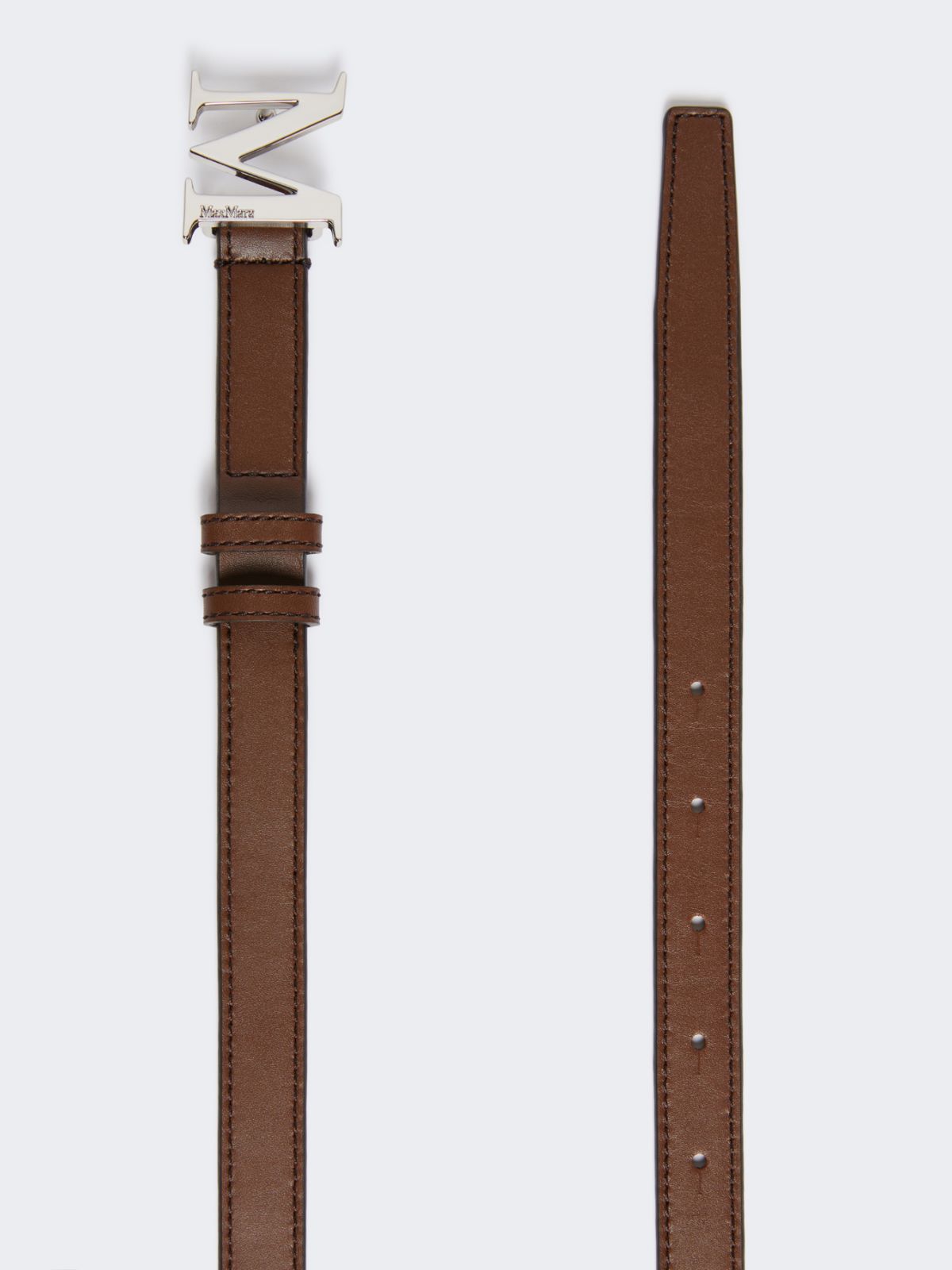Natural leather Monogram belt - 褐色 - Marina Rinaldi - 2